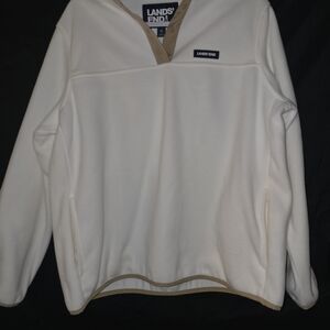 Lands' End Cream Fleece with Tan Trim